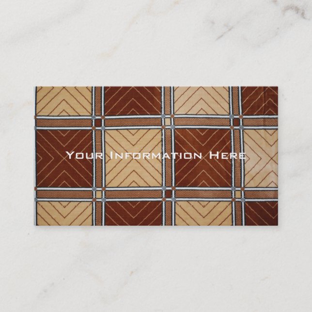 Cartes de visite en textile géométrique marron et  (Devant)