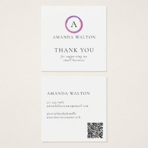 Cartes De Visite Encart de paquet à monogramme QR Code rose et viol