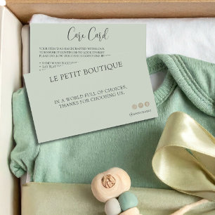 Cartes De Visite Encart de soin de vêtement vert sauge