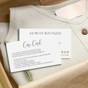 Cartes De Visite Encart d'instructions d'entretien des vêtements