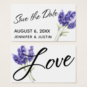 Cartes De Visite Encart Fleurs de Lavande Aquarelle Enregistrez la