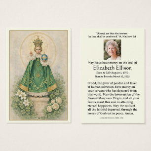 Cartes De Visite Enfant de Prague Shamrocks Prière funéraire irland