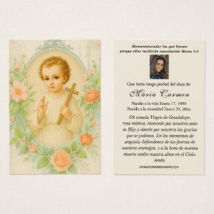 Cartes De Visite Enfant Jésus Guadalupe Prière funéraire espagnole