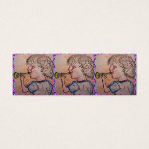 Cartes De Visite enfant jouant à la corne de jouet