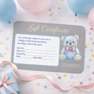 Cartes De Visite Enfants Planificateur de fête Pastel Teddy Bear Co