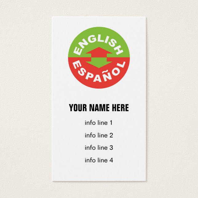 Cartes De Visite English Español symbole bilingue (Devant)