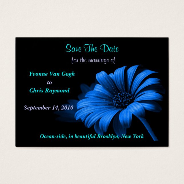 Cartes De Visite Enregistrer La Date Bébé Bleu Daisy I (Devant)