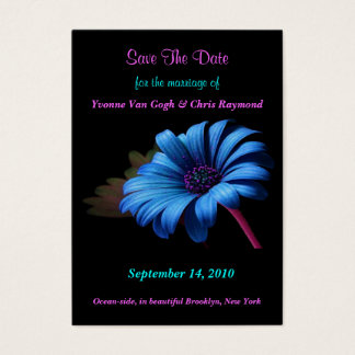 Cartes De Visite Enregistrer La Date Blue Grey Daisy V
