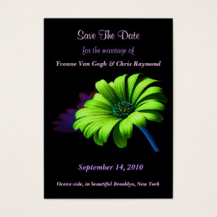 Cartes De Visite Enregistrer la date Bright Green Daisy III