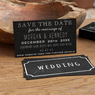 Cartes De Visite Enregistrer La Date Budget Chalkboard Wedboard Car