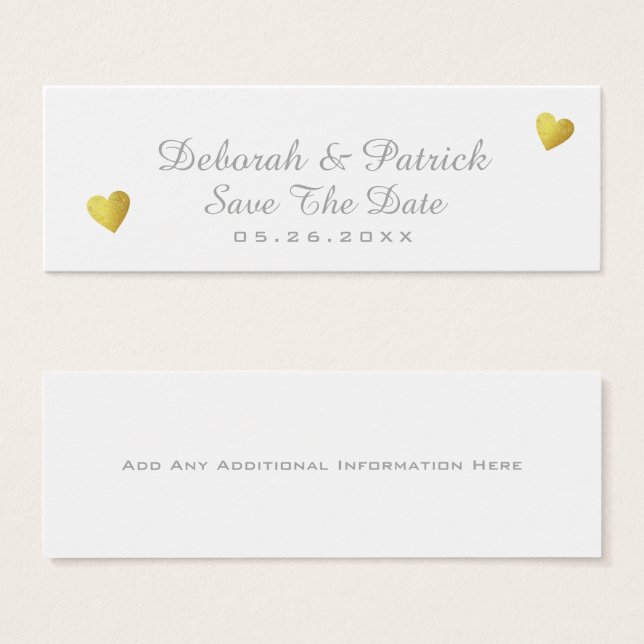 Cartes De Visite enregistrer la date insert-card . mariage blanc (Devant & derrière)