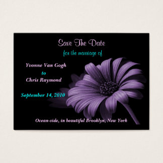 Cartes De Visite Enregistrer la date Purple Grey Daisy I