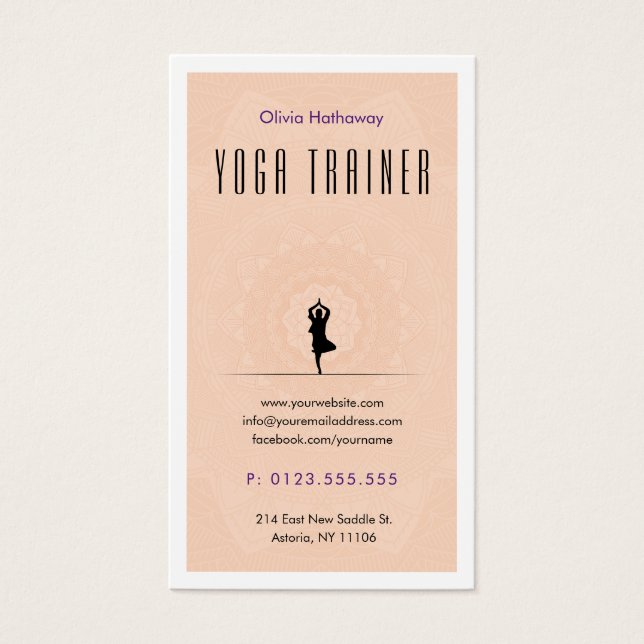 Cartes De Visite Entraîneur de yoga | Professeur professionnel (Devant)