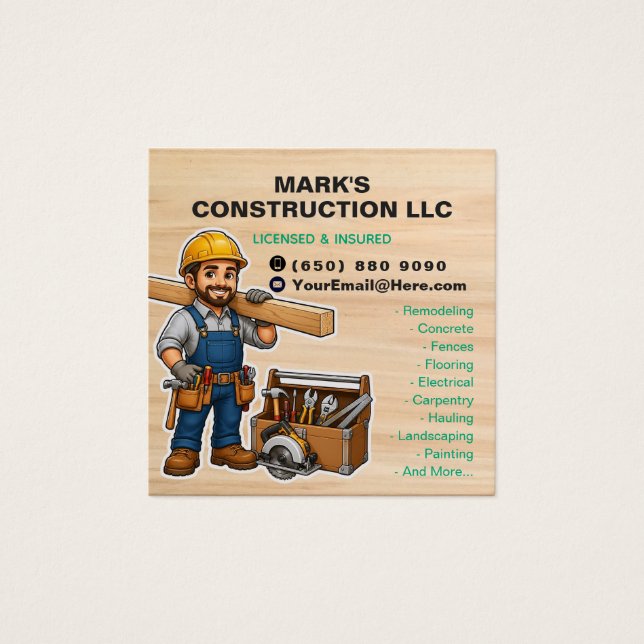 Cartes De Visite Entreprise de construction Bâtisseur professionnel (Devant)