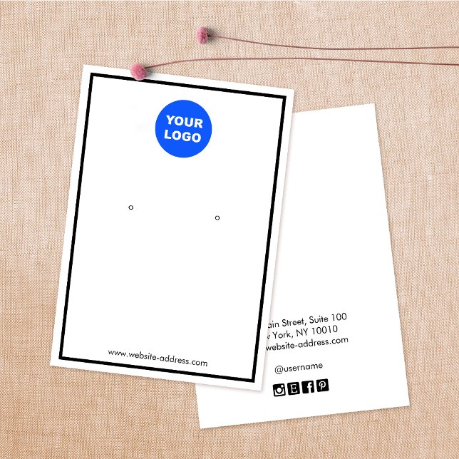 Cartes De Visite Épais Bordure Blanc Ajouter Logo Écran d'oreille (Créateur téléchargé)