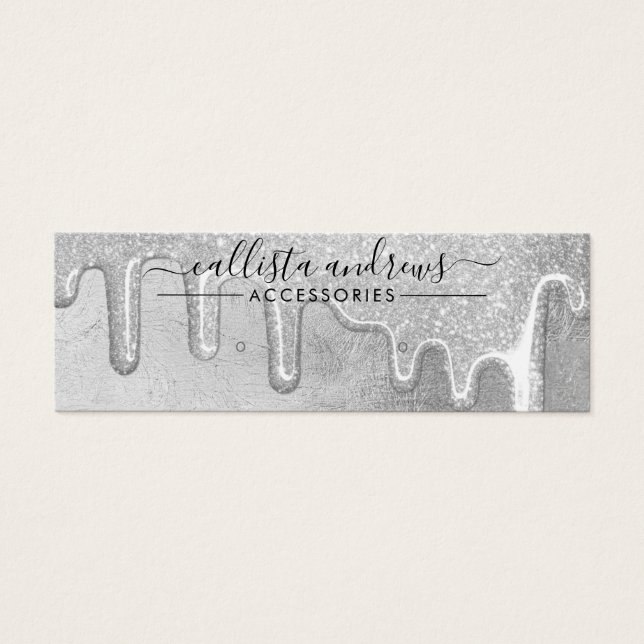 Cartes De Visite Épaisseur Parties scintillant en argent glam Épais (Devant)