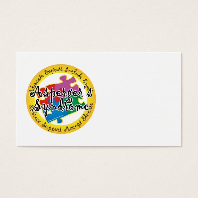 Cartes De Visite Épingle du casse-tête du syndrome d'Asperger (Devant)
