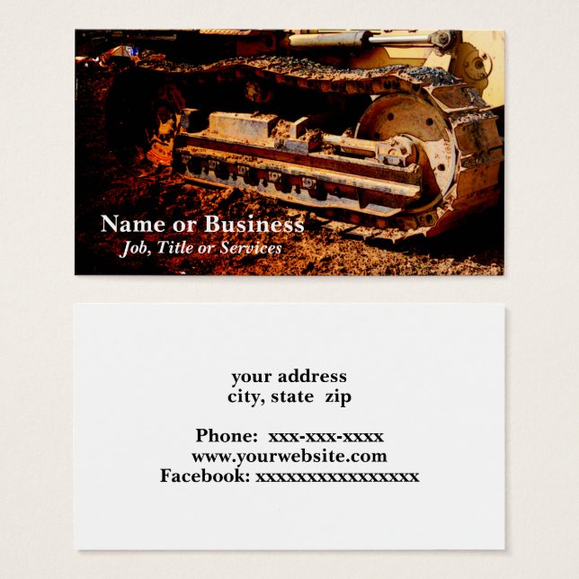 Cartes De Visite équipement de construction lourd (Devant & derrière)