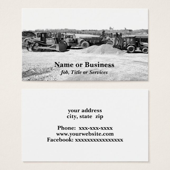 Cartes De Visite équipement de construction lourd (Devant & derrière)