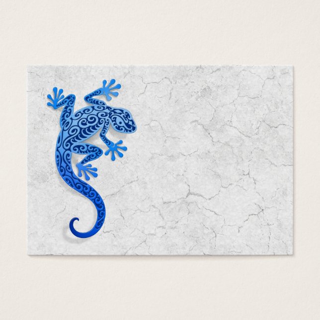 Cartes De Visite Escalade Gecko bleu sur un mur blanc (Devant)