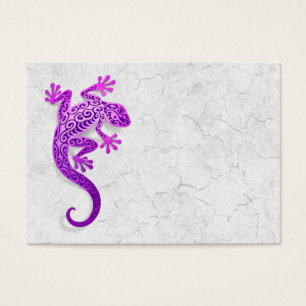 Cartes De Visite Escalade Gecko violet sur un mur blanc