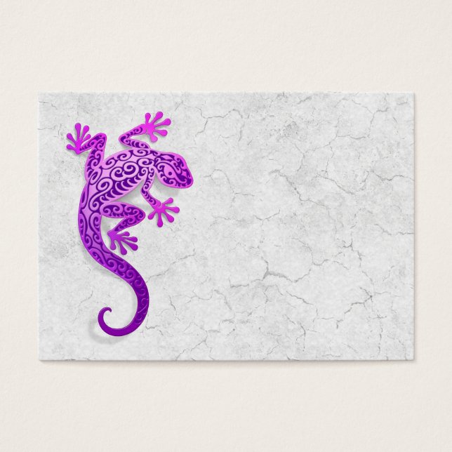 Cartes De Visite Escalade Gecko violet sur un mur blanc (Devant)