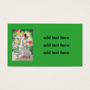 Cartes De Visite Espagne Senorita Oiseaux Fleurs Fiesta Garden