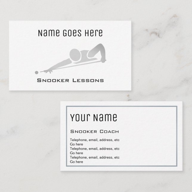 Cartes de visite "essentiels" de billard (Devant / Derrière)