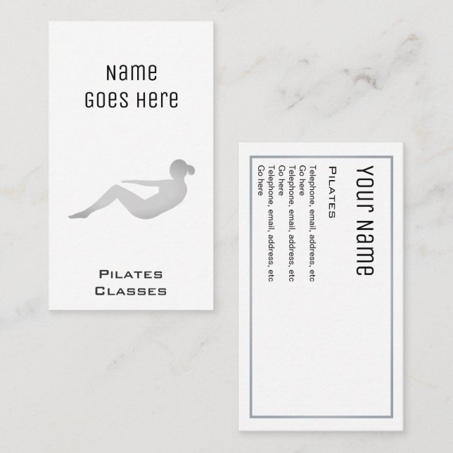 Cartes de visite "essentiels" de Pilates (Devant / Derrière)