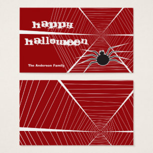 Cartes De Visite Étiquette cadeau Black Spider & Web Halloween Part