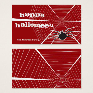 Cartes De Visite Étiquette cadeau Black Spider & Web Halloween Part
