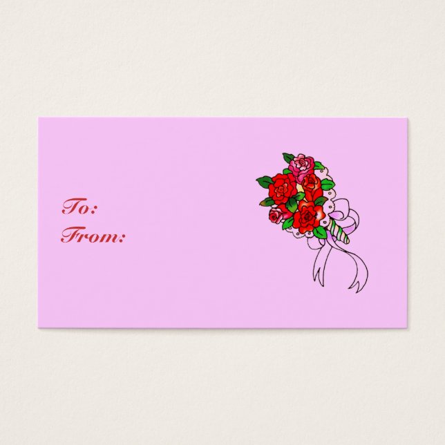 Cartes De Visite Étiquette Cadeau Bouquet de Roses (Devant)
