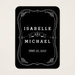 Cartes De Visite Étiquette cadeau de mariage vintage Chalkboard fan<br><div class="desc">Une belle carte de style tableau à vintage qui incorpore une typographie et des cadres défilants charmants pour mettre en valeur votre célébration mariage. Un joli ajout à votre mariage cette carte a les noms de mariée et de mariée et date de mariage sur le devant, avec votre message customisé...</div>