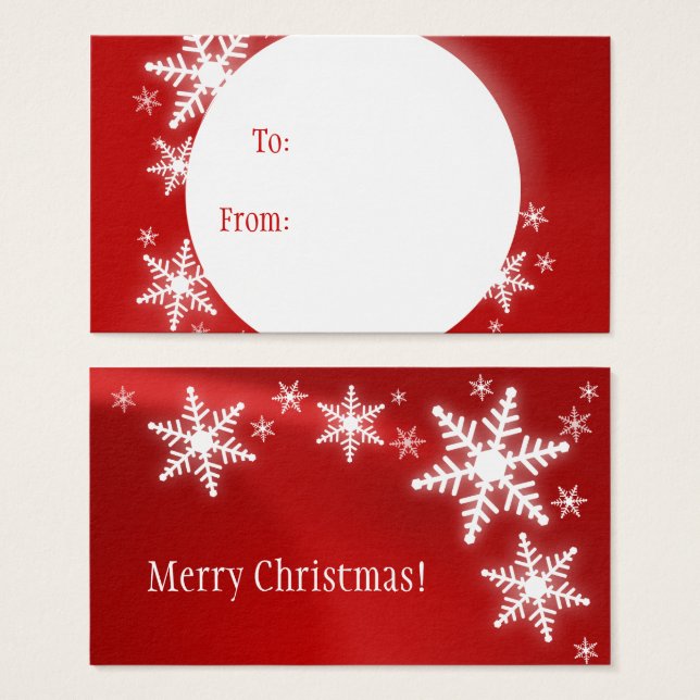 Cartes De Visite Étiquette cadeau de Noël blanc rouge (Devant & derrière)