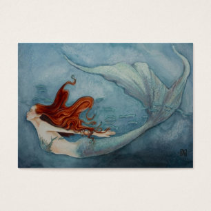 Cartes De Visite Étiquette cadeau de sirène rouge 2