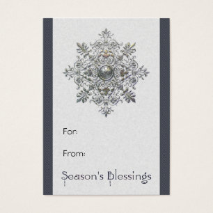 Cartes De Visite Étiquette cadeau Silver Snowflake