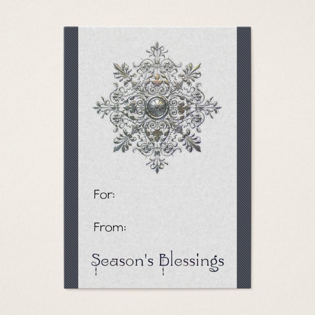 Cartes De Visite Étiquette cadeau Silver Snowflake (Devant)