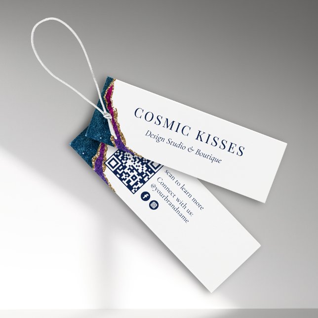 Cartes De Visite Étiquette céleste Galaxie Business Scan QR Social  (Créateur téléchargé)