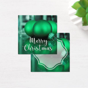 Cartes De Visite Étiquette de cadeau d'ornements verts pour Noël
