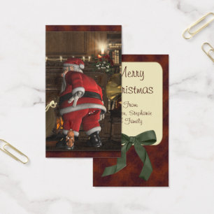 Cartes De Visite Étiquette de chiot de Noël de Santa