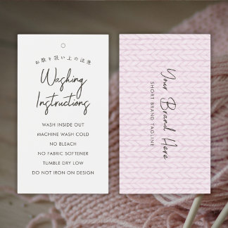 Cartes De Visite Étiquette de lavage pour tricot de fil rose