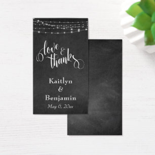 Cartes De Visite Étiquette de mariage avec lumières de tableau noir