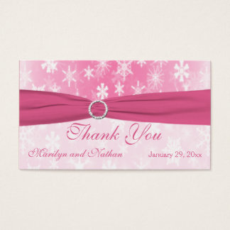 Cartes De Visite Étiquette de mariage rose et blanc Snowflakes Favo