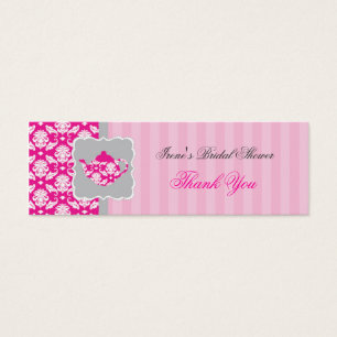 Cartes De Visite Étiquette de Merci de pot de thé (rose/gris)