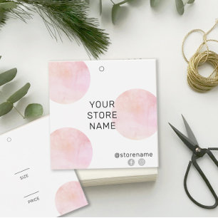 Cartes De Visite Étiquette de prix carré aquarelle rose girly pour