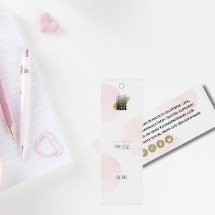 Cartes De Visite Étiquette de prix Cercles Rose Tendre Logo Chic Vê