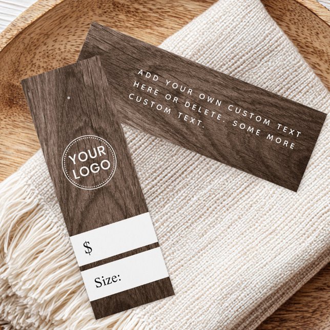 Cartes De Visite étiquette de prix d'apparence Brown (Brown wood grain look price tag)