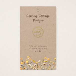 Cartes De Visite Étiquette de prix de fleur sauvage de Kraft de cam