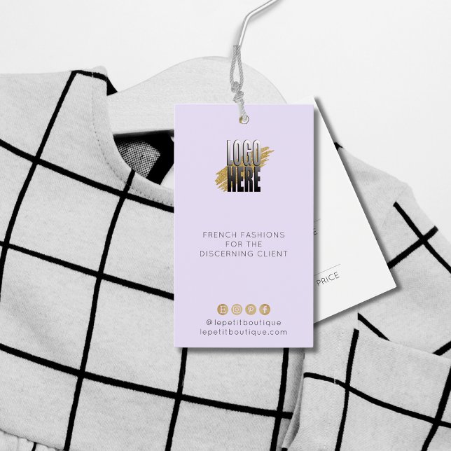 Cartes De Visite Étiquette de prix de lavande moderne avec logo (Créateur téléchargé)