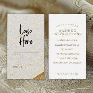 Cartes De Visite Étiquette de prix de logo en or blanc Instructions